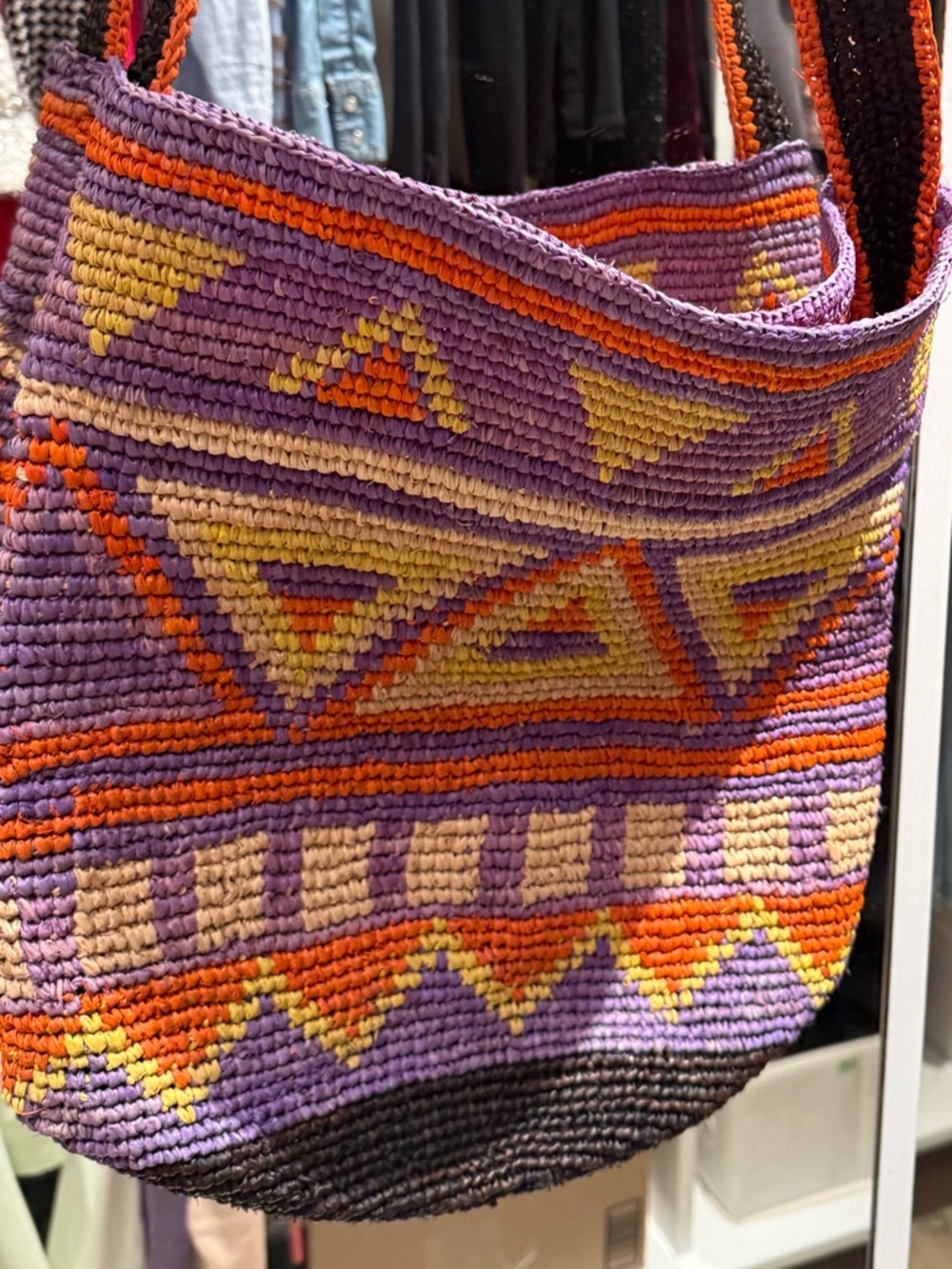 Handwoven Cotton Straw Tote Bag – Boho Style, Multicolor, New